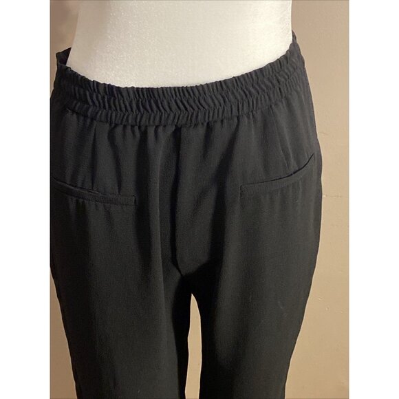 Zara Jogger Tuxedo Stripe Black Elastic Waist Semi Sheer Drawstring Wms Sz M - Picture 7 of 11